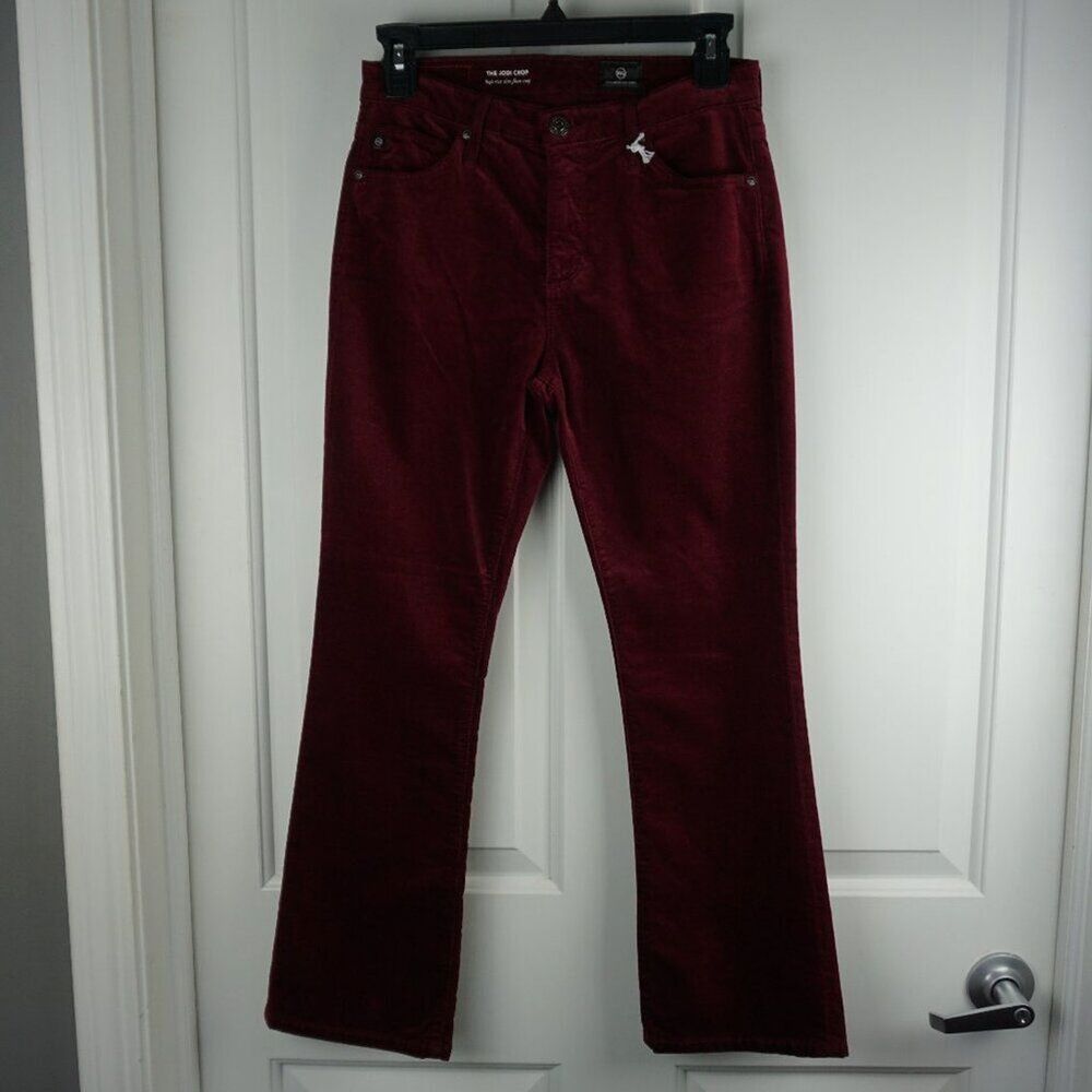 AG Women's Pants The Jodi HighRise Slim Flare Crop Velvet Gooseberry Jeans Sz 25